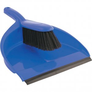 Blue Plastic Dustpan and Broom Set